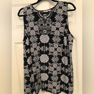 41 Hawthorn Reeny Embelished Split Neck Knit Top Black 2X